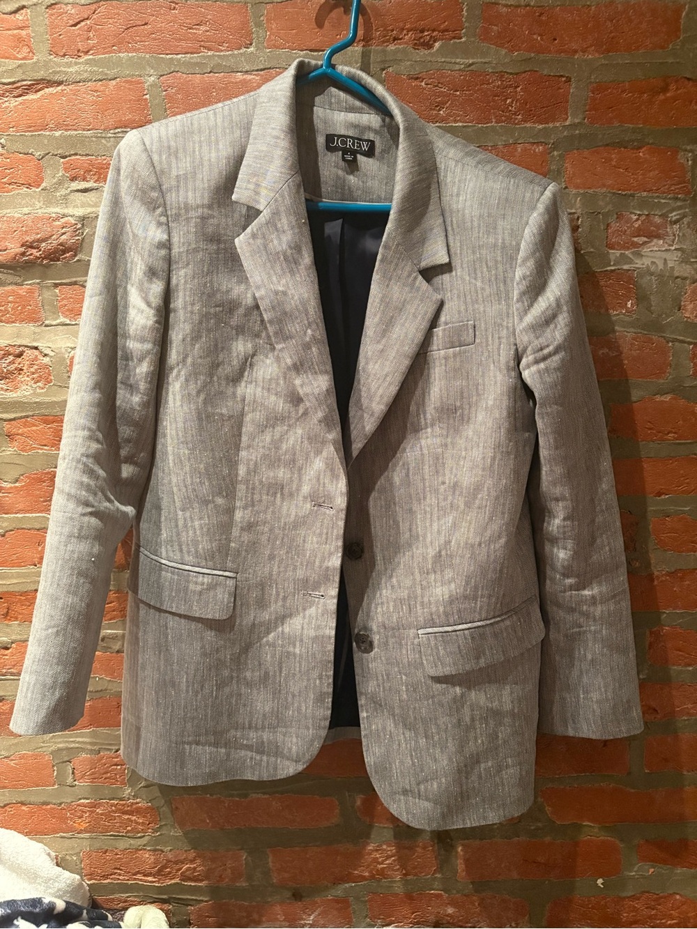 J.Crew Light Gray Linen-Blend Notch Lapel Blazer